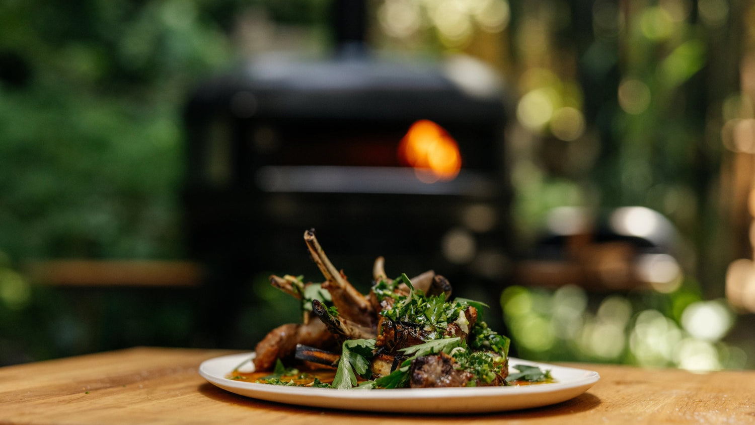 Wood-Fired Oven Roasted Lamb Chops in front of Dome (Second Generation) recipe poster image