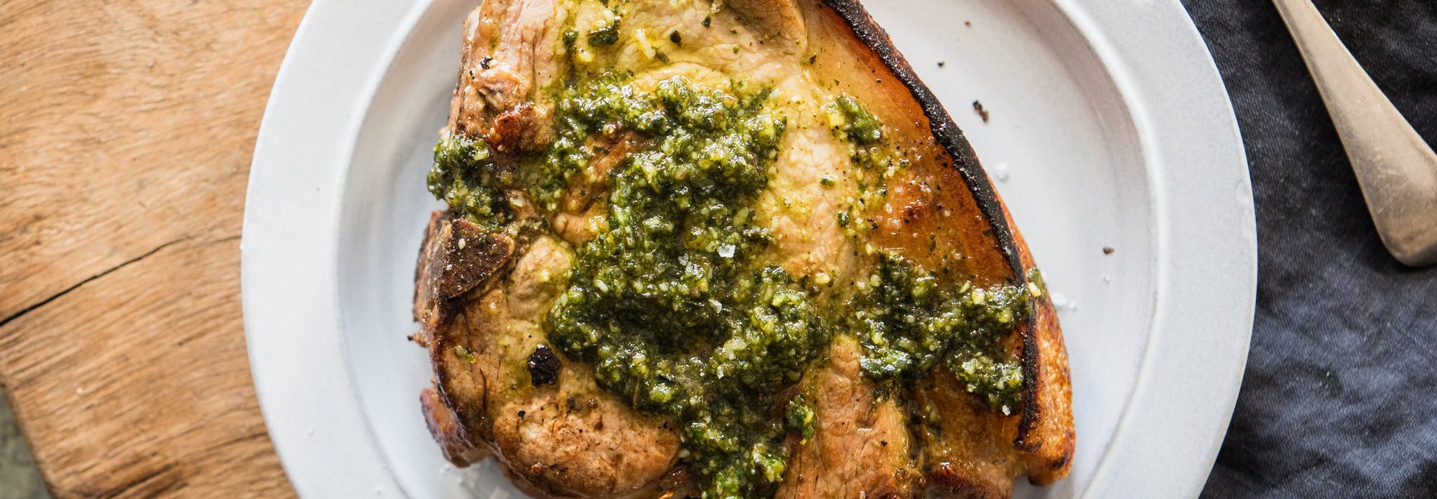 Pork Chop with Sage and Walnut Pesto Recipe - Gozney