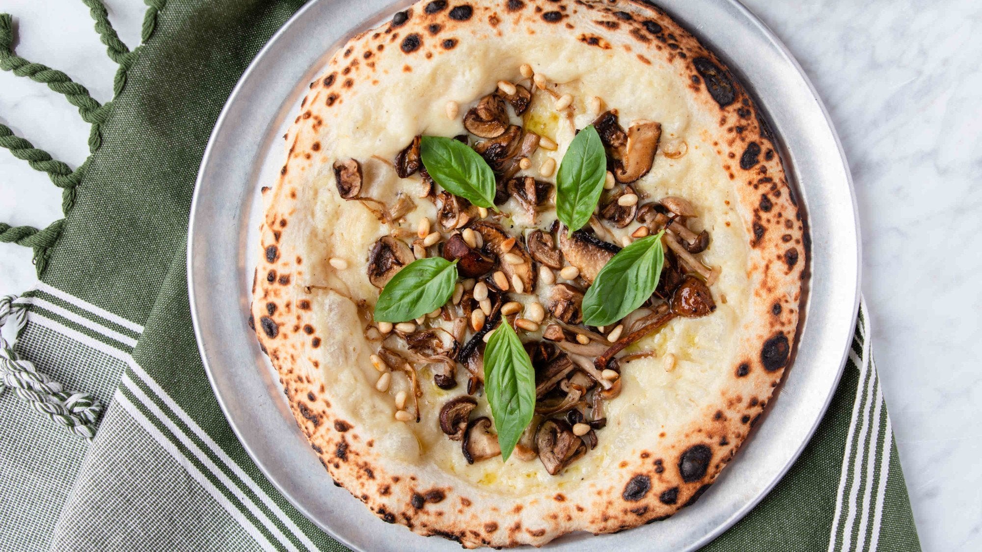 Jerusulam Artichoke, Wild Mushroom & Pine Nut Pizza